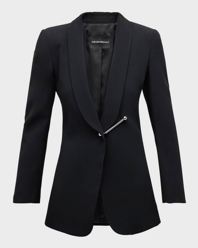 Shawl-Collar Satin Blazer